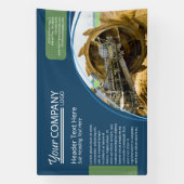 水平ネイビーブルー、セージ緑の壁ロゴバナー 横断幕 (縦)