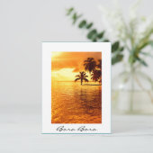 水平パームツリーサンセット白文字葉書 ポストカード (スタンド正面)