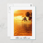 水平パームツリーサンセット白文字葉書 ポストカード (正面/裏面)