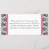 水平ビクトリアン明るい赤紫色ピンクとホワイトダマスクメニュー メニュー (裏面)