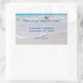 水平ビーチ結婚式個人用ワインラベル 長方形シール (バッグ)