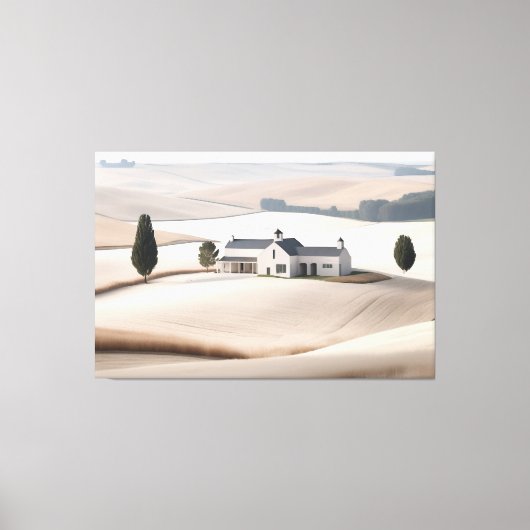 水平ファームハ素朴ウストスカニーランドスケープ キャンバスプリント (正面)