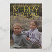 水平フォトメリークリスマスデザートグリーン金ゴールド 箔シーズンカード (正面)