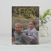 水平フォトメリークリスマスデザートグリーン金ゴールド 箔シーズンカード (立ち正面)