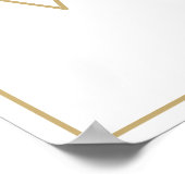 水平ホワイト金ゴールドエレガントなウェディングウェルカムサイン ポスター (角)