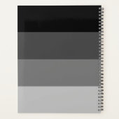 水平モダンストライプの黒と灰色の色 プランナー手帳 (裏面)