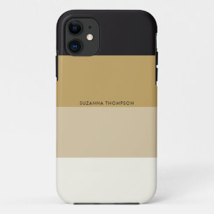 水平モダンストライプブラックと金ゴールドの色調 iPhone 11 ケース
