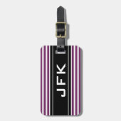 水平モノグラストライプのムの旅行荷物タグ ラゲッジタグ (正面縦)