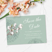 水平ヴィンテージセージ緑Chinoiserie マグネット招待状