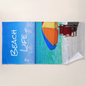 水平会社ロゴ熱帯ビーチクライアントの贈り物 ビーチタオル (正面)