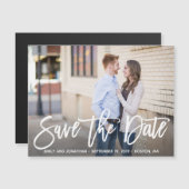 水平写真日付磁石を保存結婚する (正面/裏面)