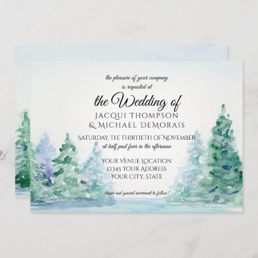 水平水色山素朴林湖 招待状 (正面/裏面)