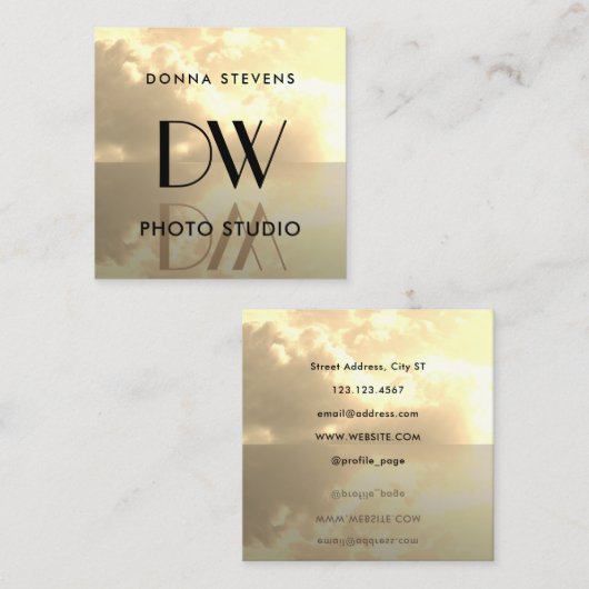 水平移動イニシャル飛んでいる記号 スクエア名刺 (正面/裏面)