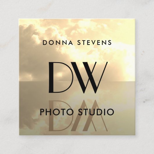 水平移動イニシャル飛んでいる記号 スクエア名刺 (正面)