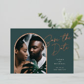 水平箔アーチ |写真の保存日付 箔招待状 (立ち正面)