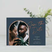 水平箔アーチ |写真の保存日付 箔招待状 (立ち正面)