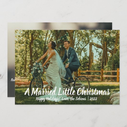 水平結婚した小クリスマス新婚カード 招待状 (正面/裏面)