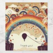 水平線に浮かぶ熱気球 ワインラベル (シングルラベル)