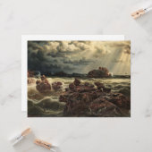 水平線に船が浮かぶ沿岸の風景 カード (正面/裏面インサイチュ)