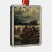 水平線に船が浮かぶ沿岸の風景 メタルオーナメント (右)