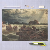 水平線に船が浮かぶ沿岸の風景 薄葉紙 (クラフト)