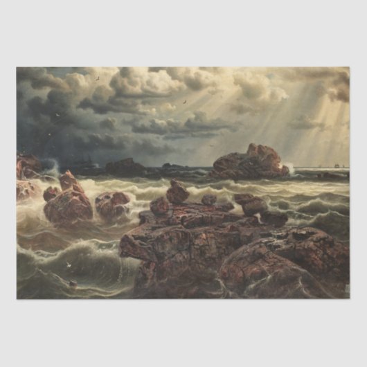 水平線に船が浮かぶ沿岸の風景 薄葉紙 (正面)