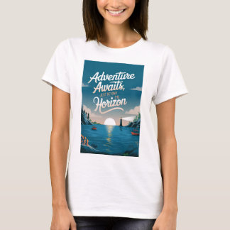 水平線の向こうに冒険が待ち受けている Tシャツ