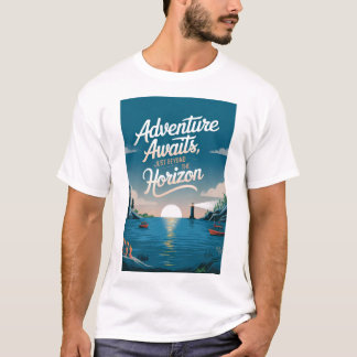 水平線の向こうに冒険が待ち受けている Tシャツ