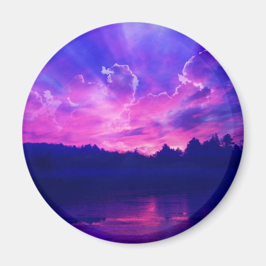 水平線の夕日 マグネット (正面)