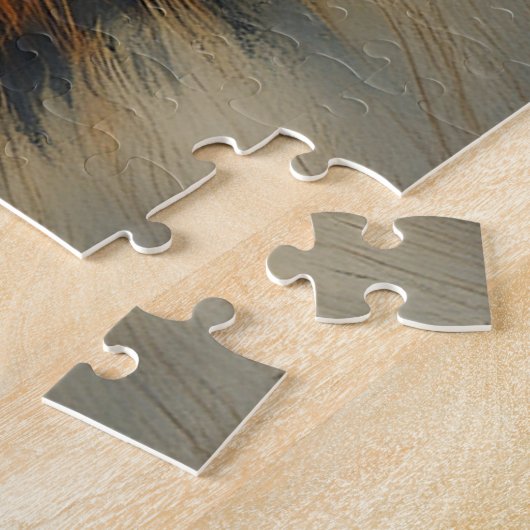 水平線を渡る穏やかな夕暮れ ジグソーパズル (側面)