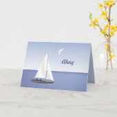 水平線グリーティングカードの帆船 カード (黄色い花)