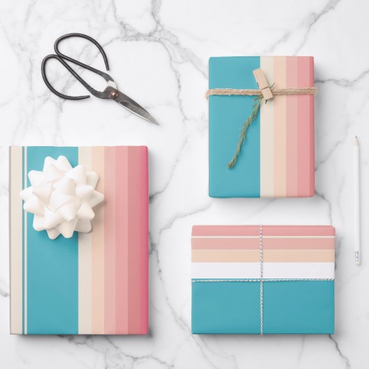 水平線ストライプの ラッピングペーパーシート (正面)