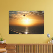 水平線海フロントサンライズビューバードシルエット キャンバスプリント (インサイチュ (リビング))