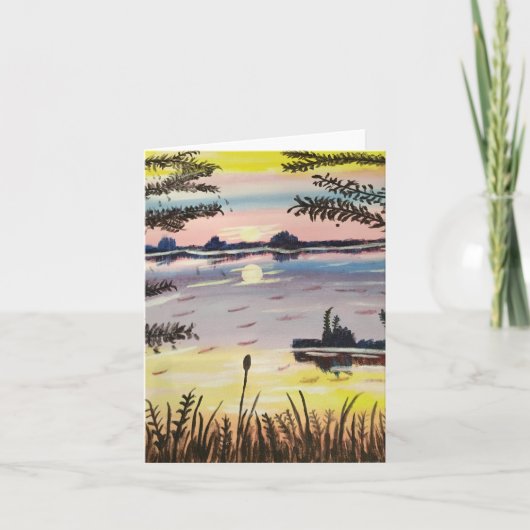 水平線（日）、小、4インチx 5.6インチ カード (正面)