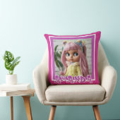 水平薄紫ストライプピンク水玉模様 クッション (椅子)