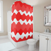水平赤と白波模様 シャワーカーテン (インサイチュ)