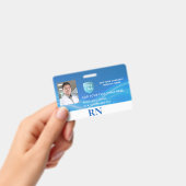 水平 登録 正看護師, LPN フォトID ロゴ付き バッジ (Handheld)
