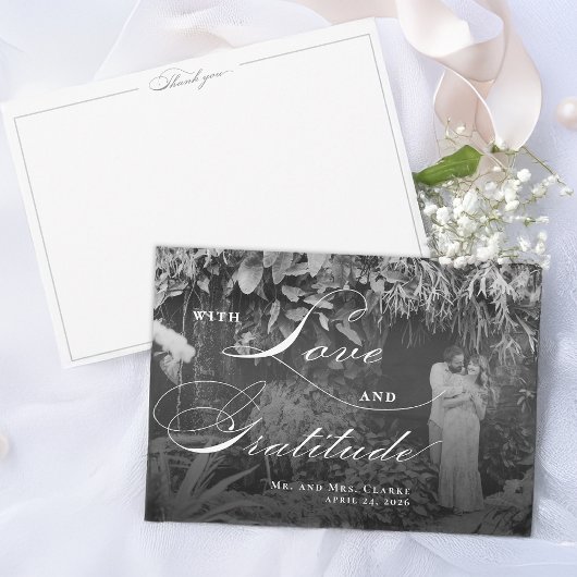 水平（白黒）フラットサンキューカード サンキューカード