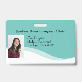 水平IDフォトラニヤードバッジジェネリックティール（緑がかった色） バッジ