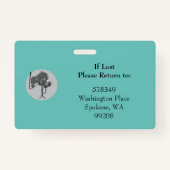 水平IDフォトラニヤードバッジジェネリックティール（緑がかった色） バッジ (裏面)