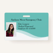 水平IDフォトラニヤードバッジジェネリックティール（緑がかった色） バッジ (正面)