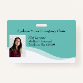 水平IDフォトラニヤードバッジジェネリックティール（緑がかった色） バッジ