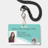 水平IDラニヤードバッジ汎用ティール（緑がかった色） バッジ (Front with Lanyard)