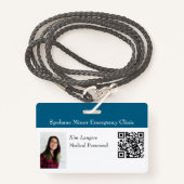 水平ID写真とQRコードバッジ汎用ティール(緑がかった色) バッジ (正面ランヤード)