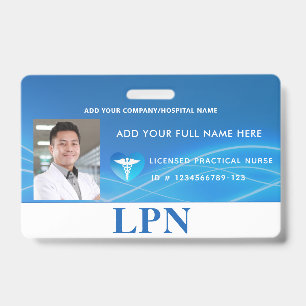 水平LPNライセンス実用ナース、写真ID バッジ