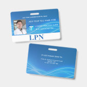 水平LPNライセンス実用ナース、写真ID バッジ (正面&裏面)