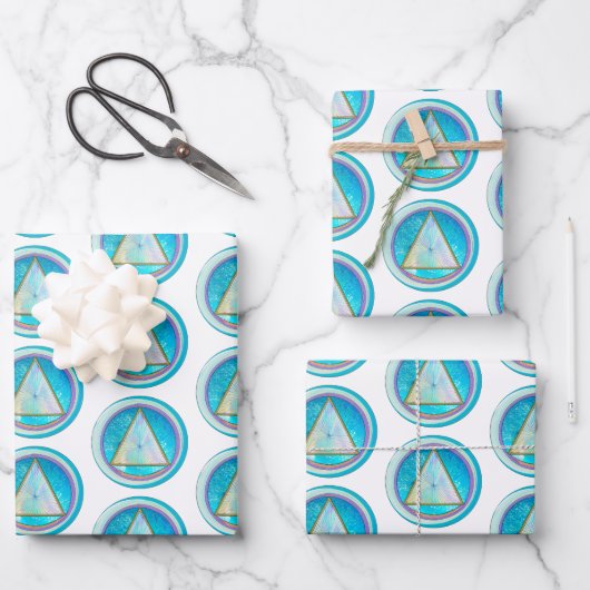 水底回復サークル三角結晶 ラッピングペーパーシート (正面)