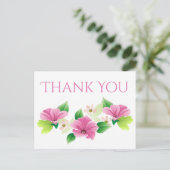 水彩ありがとうフローラピンク紫の花 ポストカード (スタンド正面)