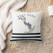 水彩いかりドルフィンネイビーブルーストライプの クッション (ブランケット)