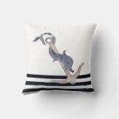 水彩いかりドルフィンネイビーブルーストライプの クッション (裏面)